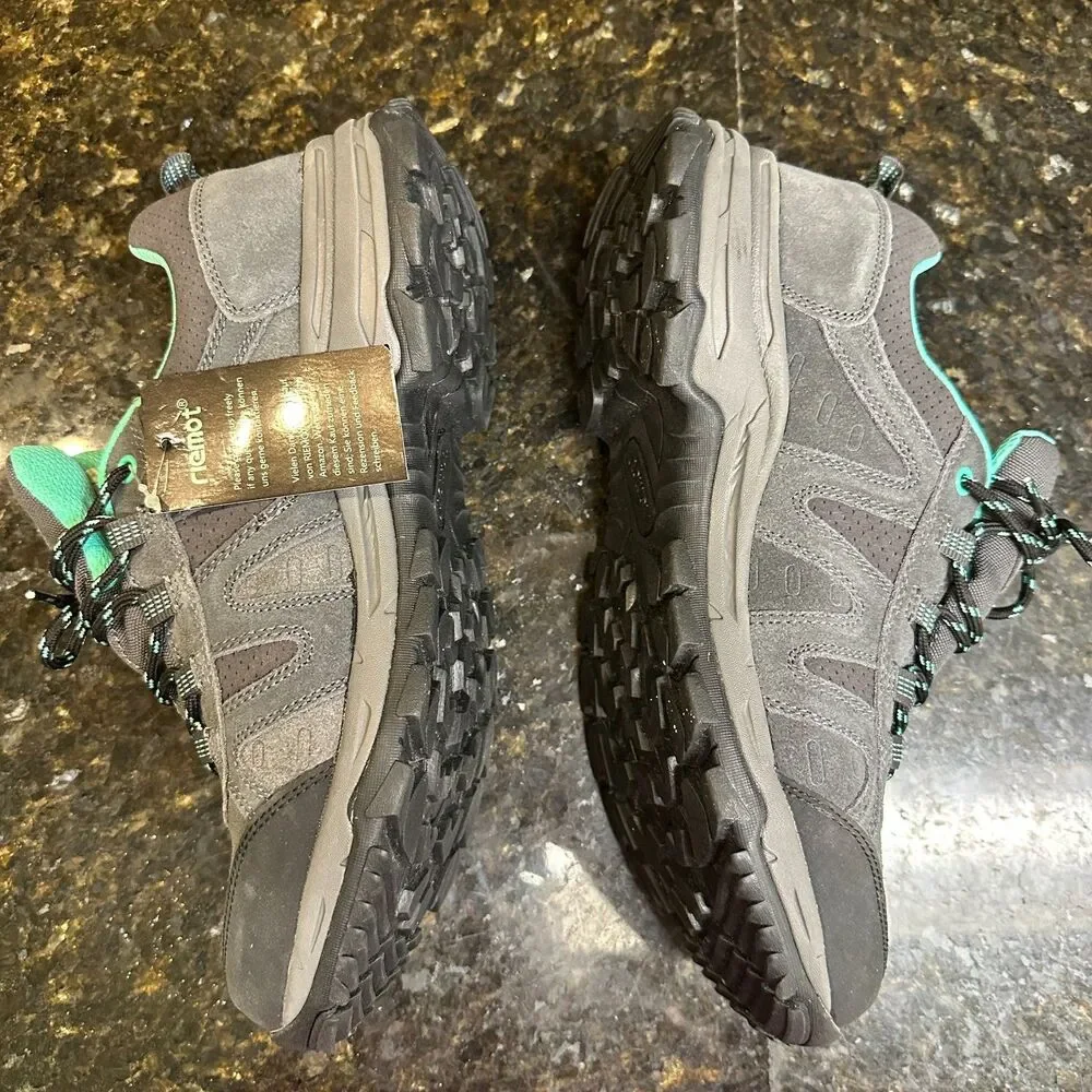 Riemot Waterproof Hiking Shoes, Women's 10 Lace Up Lightweight Gray & Teal, NWT
